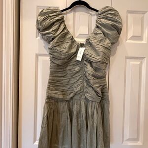 Abercrombie & Fitch Ruched Puff Sleeve Dress